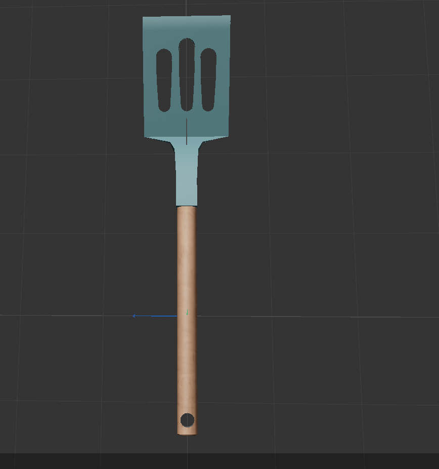 Top view of model of spatula