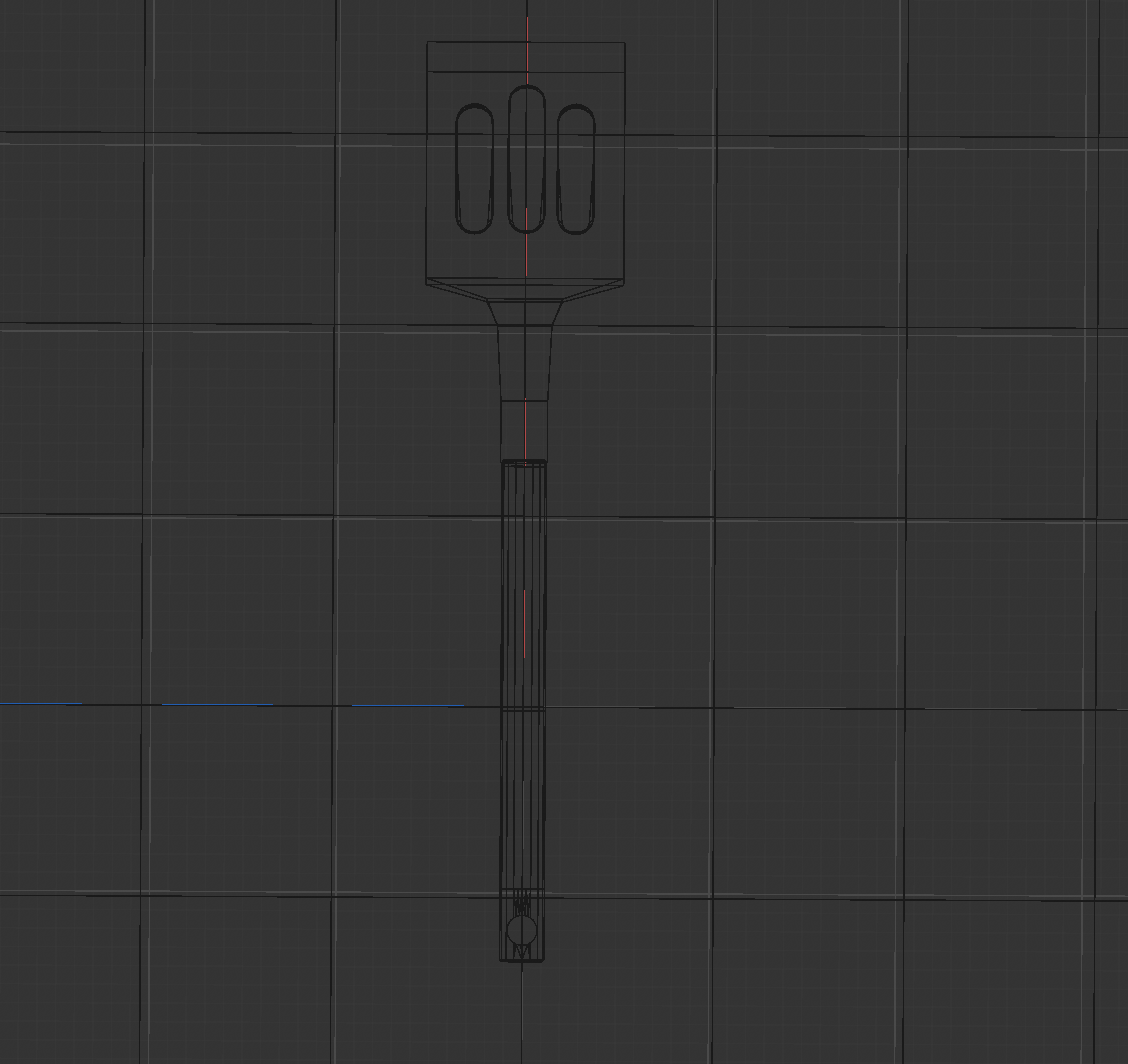 Top view of spatula with wireframe lines