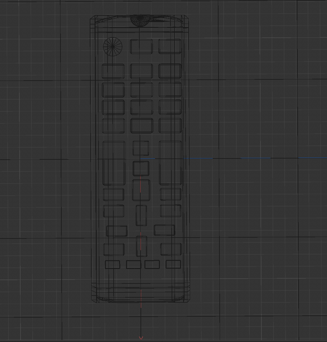Top view of remote with wireframe lines