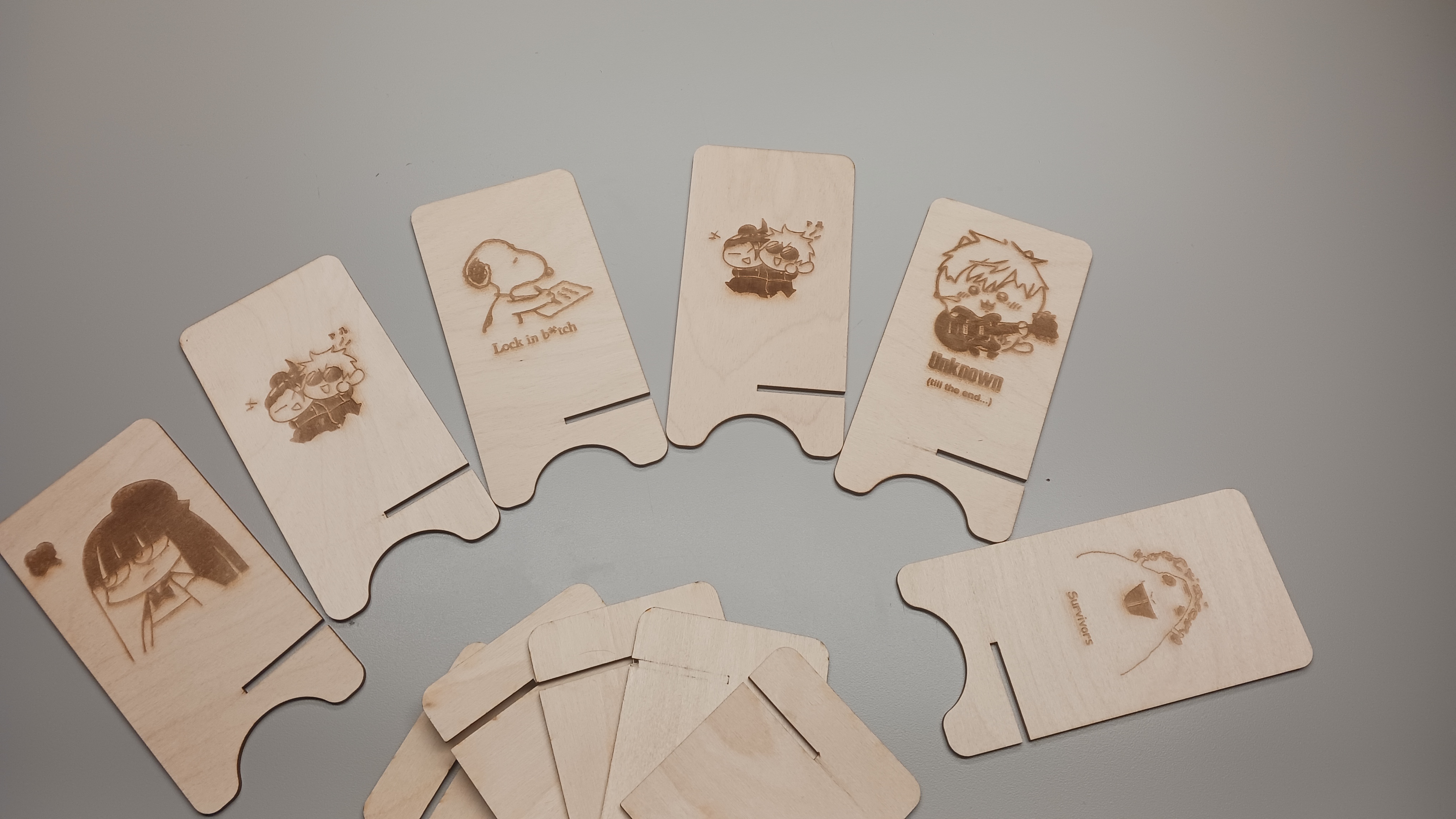 Final products laid out on table